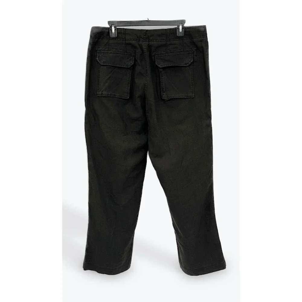 GAP‎ Mens Linen Cotton Blend Drawstring Casual Pants Black Medium Relaxed Fit